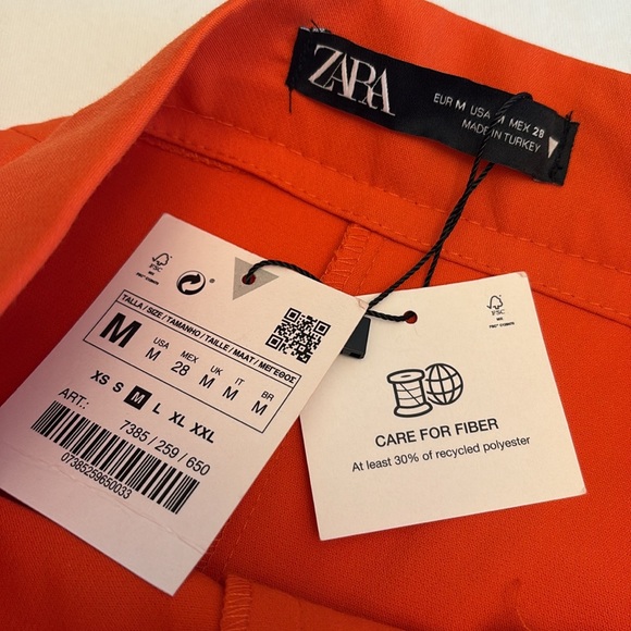 Zara pants straight leg ankle length button/zip closure Size Medium NWT - Picture 8 of 11